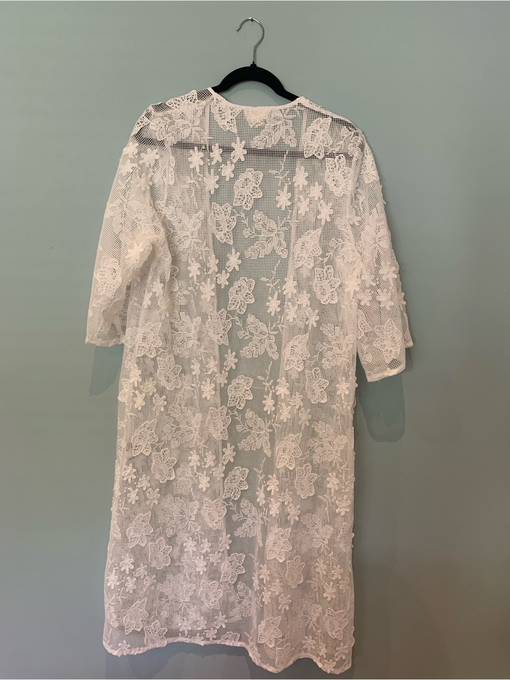 Maeve White Sheer Floral Lace Kimono Robe - Picture 11 of 16